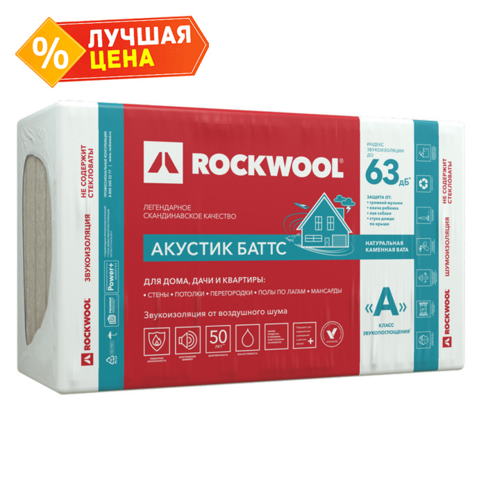 Звукоизоляция Роквул Акустик Баттс 120х600х1000